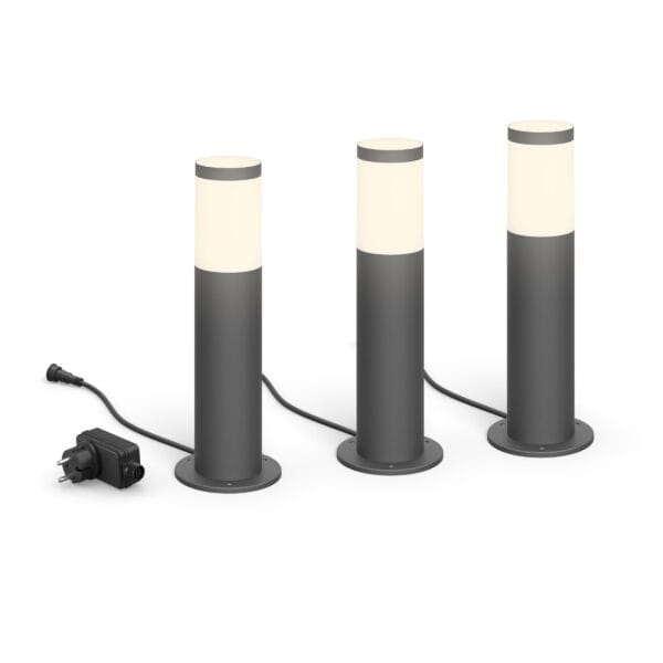 Pack 3 Balizas Philips Utrecht GardenLink 3W 2700K Antracita IP44