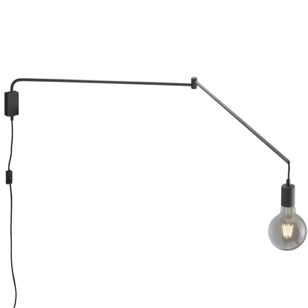 Aplique LINE Minimalista Negro Mate con Brazo Giratorio y Switch - Iluminación Eficiente - Color: Estera negra - Material: Metal