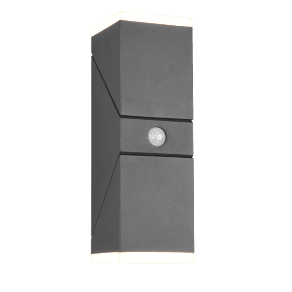 Lámpara de Exterior AVON Antracita LED con Sensor de Movimiento y Protección IP54 - Color: Antracita - Material: Aluminio fundido - Tipo de Luz: LED - Lúmenes: 800 - Temperatura: 3000K