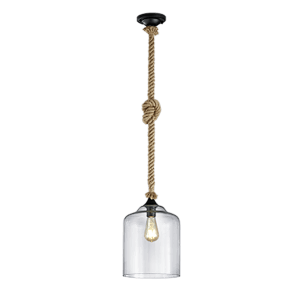 Lámpara Colgante Vintage JUDITH de Cristal y Metal - Ideal para Comedor y Cocina - Color: Negro - Material: Metal