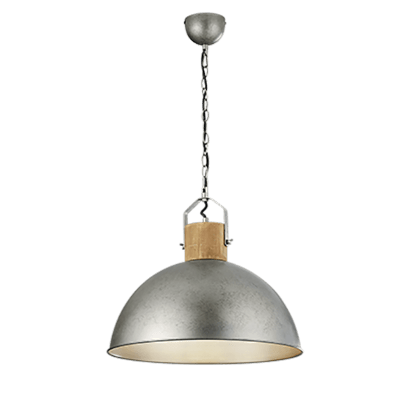 Lámpara Colgante DELHI de Madera y Metal Níquel Antiguo - Estilo Vintage Acogedor - Color: Níquel antiguo - Material: Metal