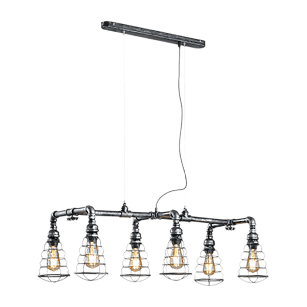 Lámpara Colgante GOTHAM Industrial Vintage en Metal Plateado - Estilo Loft Moderno - Color: Plateado antiquo - Material: Metal