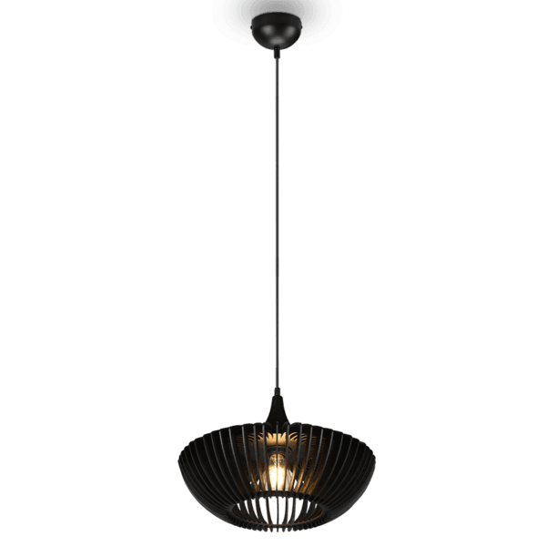 Lámpara Colgante COLINO de Madera Negra y Metal, Diseño Elegante y Ecológico - Color: Estera negra - Material: Metal