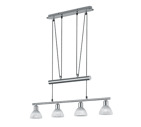 Lámpara Colgante LEVISTO de Níquel Mate y Cristal Alabastro - Ajustable 95-160 cm - Color: Níquel mate - Material: Metal - Tipo de Luz: LED - Lúmenes: 470 - Temperatura: 3000K