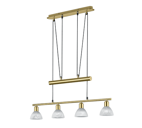 Lámpara Colgante LEVISTO en Latón Mate y Alabastro, Ajustable 95-160 cm, LED Eficiente - Color: Bronce mate - Material: Metal - Tipo de Luz: LED - Lúmenes: 470 - Temperatura: 3000K