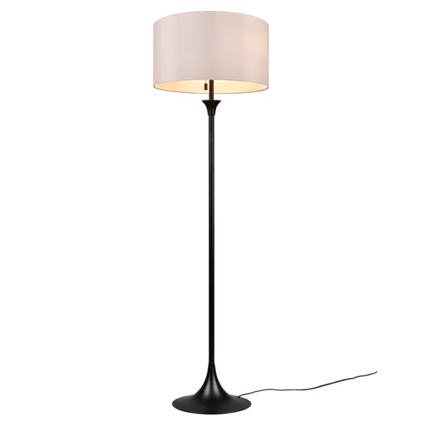 Lámpara de pie SABIA - Diseño elegante en blanco y negro, eficiente y ecológica. - Color: Estera negra - Material: Metal