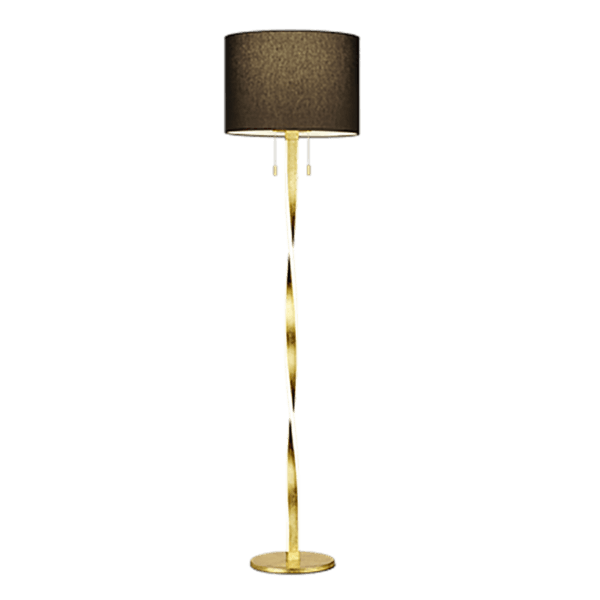 Lámpara de pie NANDOR 160 cm, pantalla negra y base dorada, iluminación LED eficiente - Color: Oro - Material: Metal - Tipo de Luz: LED - Lúmenes: 700 - Temperatura: 3000K