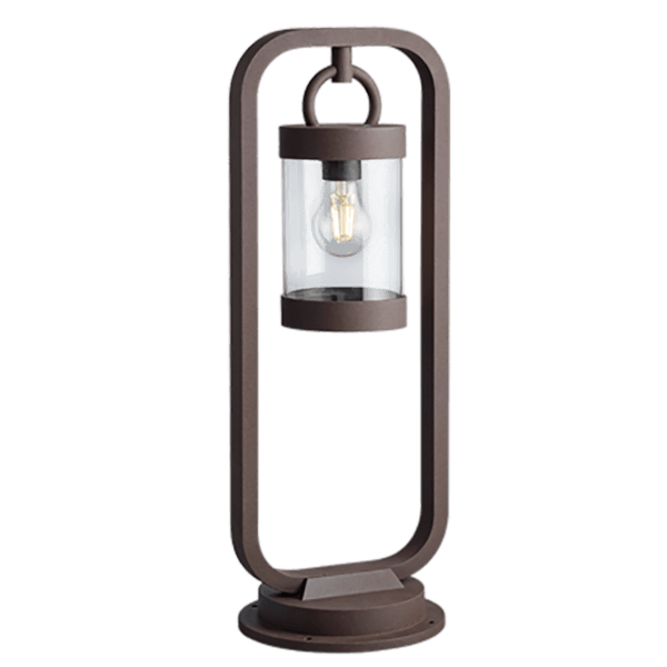 Bolardo SAMBESI 60cm - Luminaria Exterior Decorativa en Color Óxido con Sensor Crepuscular - Color: Óxido - Material: Aluminio fundido
