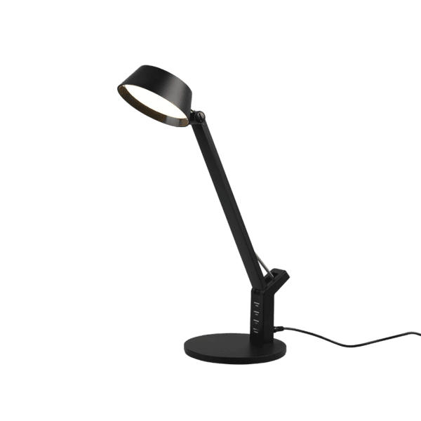 Lámpara de Sobremesa AVA Negra con Regulador Táctil y Carga USB - Eficiencia LED - Color: Estera negra - Material: Plástico - Tipo de Luz: LED - Lúmenes: 600 - Temperatura: 3000+4000+6500K