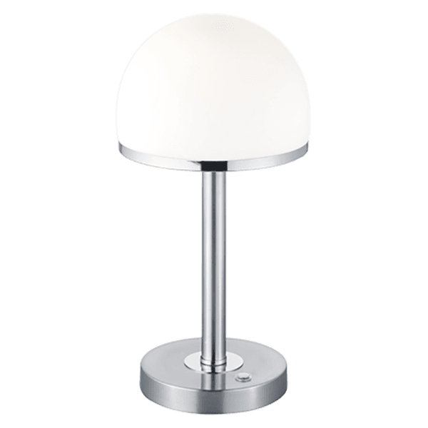 Lámpara de Sobremesa BERLIN LED en Níquel Mate y Cristal Blanco - Regulador 4 Vías - Color: Níquel mate - Material: Metal - Tipo de Luz: LED - Lúmenes: 450 - Temperatura: 3000K