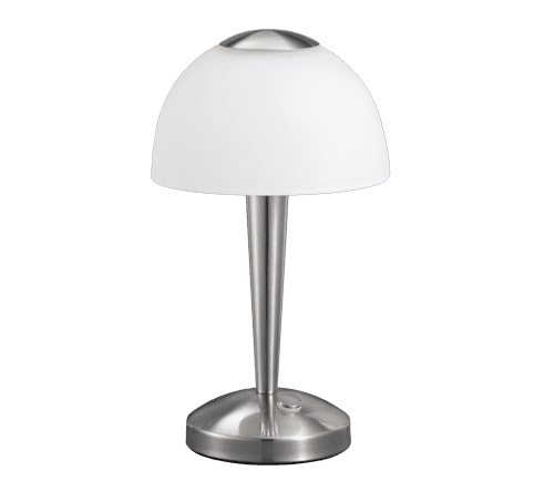 Lámpara de Sobremesa VENTURA Táctil LED en Níquel Mate y Cristal Blanco Satinado - Color: Níquel mate - Material: Metal - Tipo de Luz: LED - Lúmenes: 350 - Temperatura: 3000K