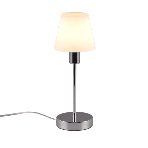 Lámpara de Sobremesa LUIS II Táctil - Elegante Pantalla Blanca y Base Cromada - Color: Cromo - Material: Metal