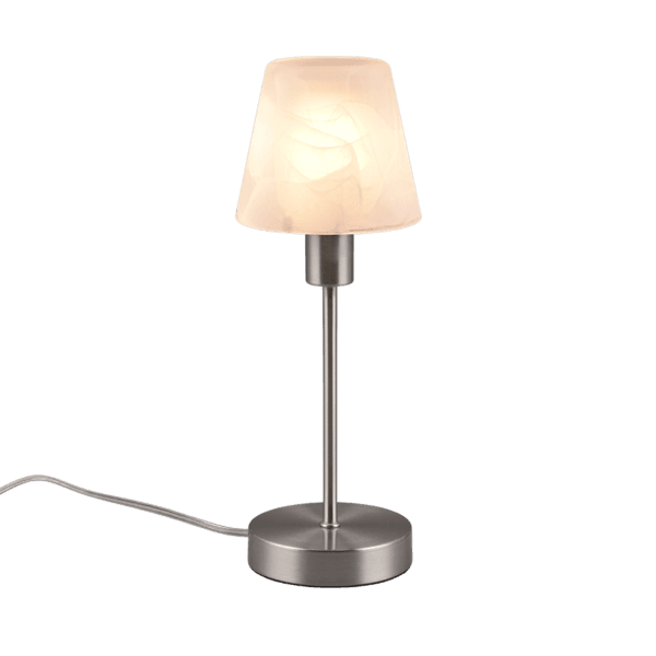 Lámpara de Sobremesa LUIS II Táctil en Níquel Mate y Pantalla Blanca - Eficiencia LED - Color: Níquel mate - Material: Metal