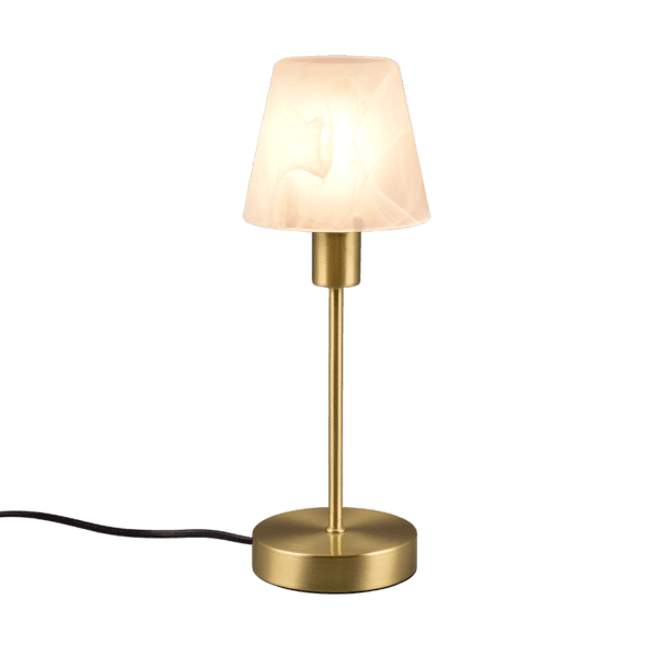 Lámpara de Sobremesa LUIS II Táctil con Pantalla Blanca y Base de Latón Mate - Color: Bronce mate - Material: Metal