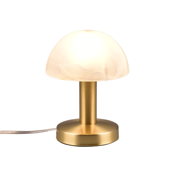 Lámpara de Mesa FYNN II de Latón Mate y Cristal Blanqueado - Iluminación Táctil y LED - Color: Bronce mate - Material: Metal