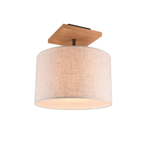 Lámpara de Techo ELMAU Vintage en Madera y Tela Beige - Ahorra Energía con LED - Color: Níquel antiguo - Material: Metal