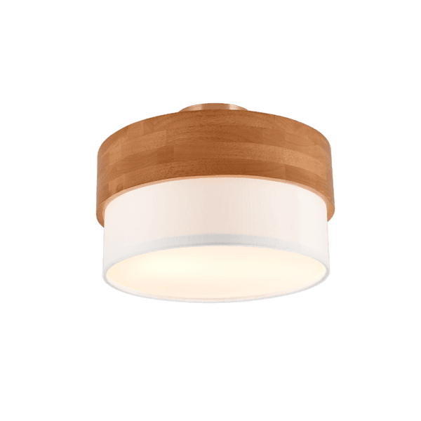 Luminaria SEASONS de Tela Blanca y Madera Clara - Iluminación Ecológica y Acogedora - Color: Níquel mate - Material: Metal