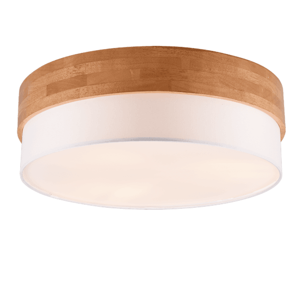 Luminaria SEASONS de Tela Blanca y Madera Clara - Iluminación Ecológica y Acogedora - Color: Níquel mate