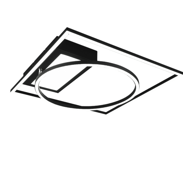Lámpara de Techo DOWNEY LED Regulable en Negro Mate - Eficiencia Energética y Diseño Moderno - Color: Estera negra - Material: Metal - Tipo de Luz: LED - Lúmenes: 4600 - Temperatura: 2700 - 6500K