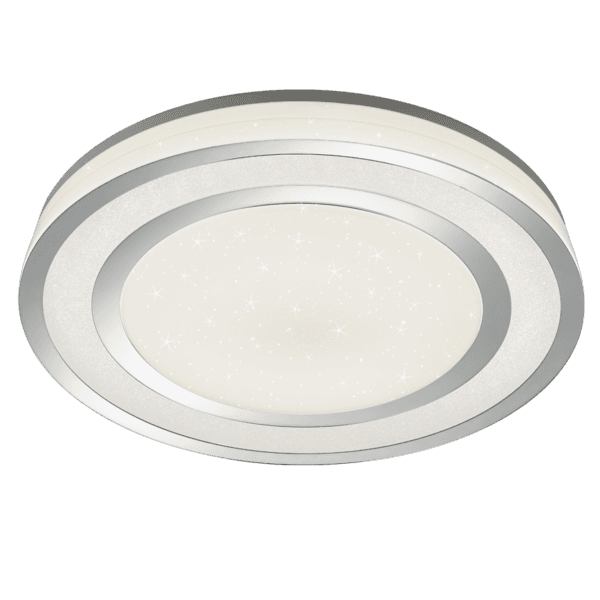 Lámpara LED Redonda con Regulación de Brillo y Diseño Estrellado - Eficiencia Energética - Color: Cromo - Material: Plástico - Tipo de Luz: LED - Lúmenes: 4750 - Temperatura: 3000 - 5000K