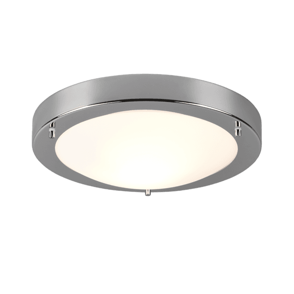 Lámpara de Techo CONDUS IP44 - Moderna, Cromada y Cristal Opalino 31 cm - Color: Cromo - Material: Metal