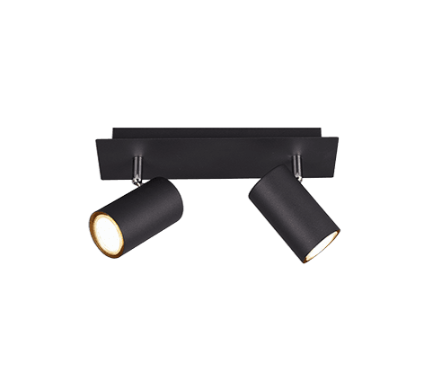 Proyector MARLEY Negro Mate - Luminaria de 2 Llamas, Eficiente y Elegante - Color: Estera negra - Material: Metal