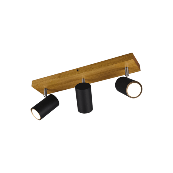 Proyector MARLEY Minimalista de 3 Lámparas en Madera y Metal Negro Mate - Luz Variable y Eficiente - Color: Estera negra - Material: Metal