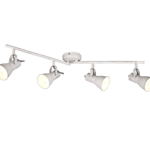 Foco Industrial Vintage STEAM de 4 Llamas – Blanco Envejecido, Eficiencia LED - Color: Blanco decapé - Material: Metal