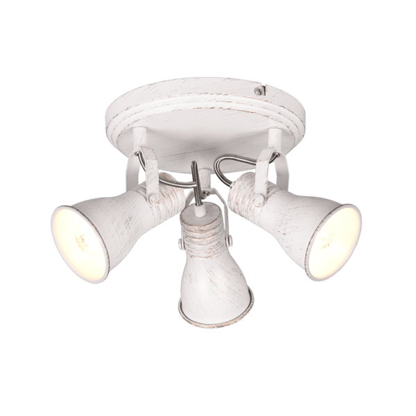 Proyector Industrial Vintage STEAM - Luminaria de Techo Blanco Envejecido, Ahorro Energético LED - Color: Blanco decapé - Material: Metal