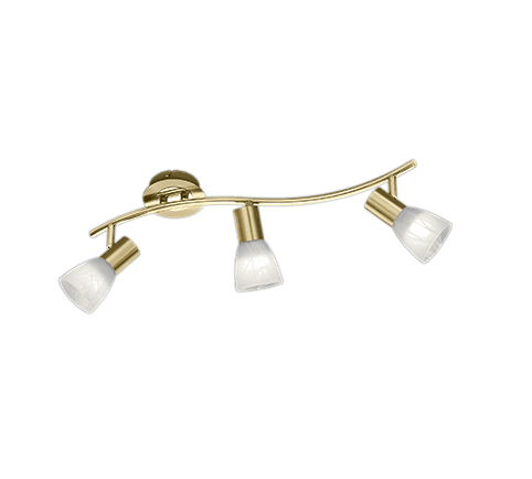Foco LED de Tres Luces LEVISTO en Latón Mate y Cristal Alabastro - Eficiencia Energética - Color: Bronce mate - Material: Metal - Tipo de Luz: LED - Lúmenes: 470 - Temperatura: 3000K
