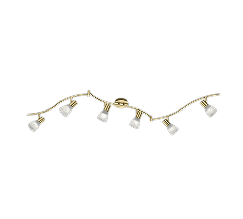 Foco LEVISTO 6 luces LED en latón mate y cristal alabastro - Eficiencia y estilo elegante - Color: Bronce mate - Material: Metal - Tipo de Luz: LED - Lúmenes: 470 - Temperatura: 3000K