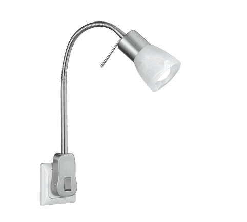 Foco Enchufable LEVISTO Níquel Mate y Cristal Alabastro con Regulador de Intensidad - Color: Níquel mate - Material: Metal - Tipo de Luz: LED - Lúmenes: 470 - Temperatura: 3000K