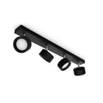 Regleta 4 Focos Philips LED Negra