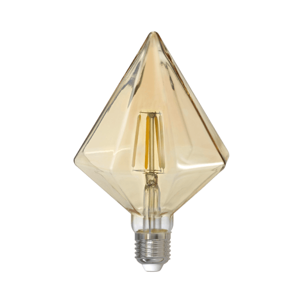 Bombilla LED KRISTALL E27 Ámbar - Diseño Diamante, Eficiencia Energética y Estilo - Color: Ámbar - Material: Metal - Tipo de Luz: LED - Lúmenes: 360 - Temperatura: 2700K
