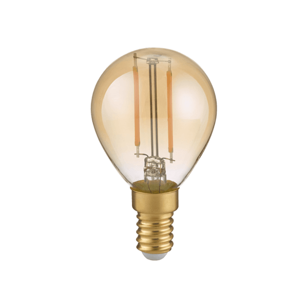 Lámpara Filamento LED E14 Ámbar - Retro y Eficiente, Luz Cálida y Regulable - Color: Ámbar - Material: Metal - Tipo de Luz: LED - Lúmenes: 400 - Temperatura: 2700K