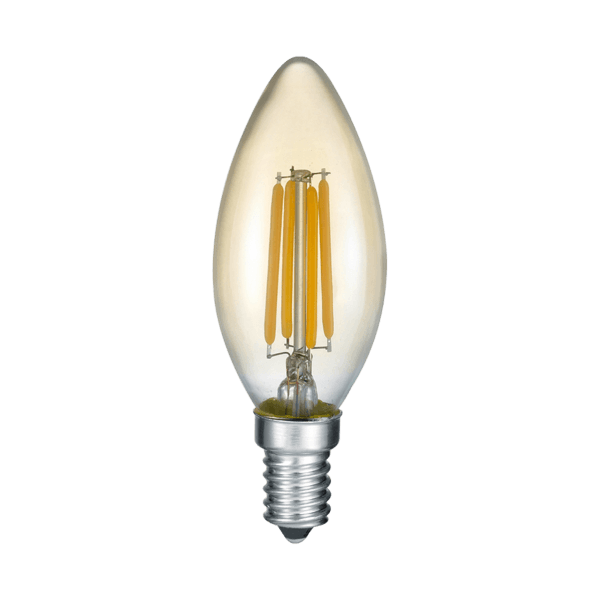 Vela de Filamento LED TRIO – Luz Extra Cálida, Diseño Retro y Eficiencia Energética - Color: Ámbar - Material: Vidrio - Tipo de Luz: LED - Lúmenes: 400 - Temperatura: 2700K