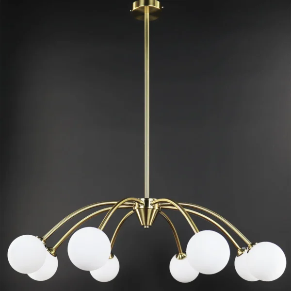 Lampara 8L Dorado Laton Cr Bola Opal G9