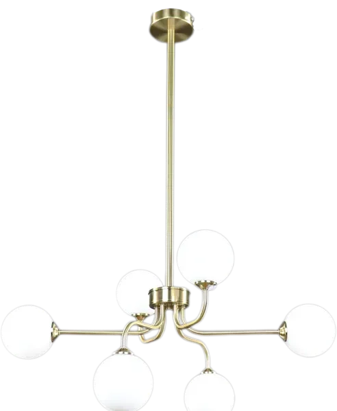 Lampara 6L Oro Laton Cr 6 Bolas Opal G9