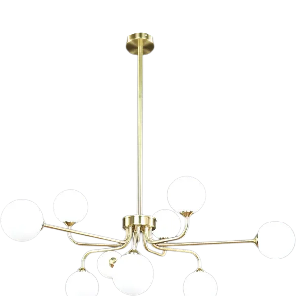 Lampara 8L Oro Laton Cr 8 Bolas Opal G4