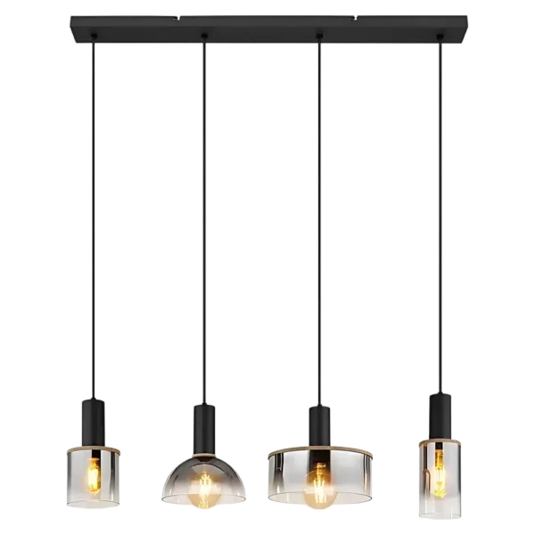 Lampara 4L Cristal Fume Varios Cristales E27
