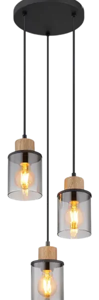 Plafón 3L Cristal Cilindro Fume E27