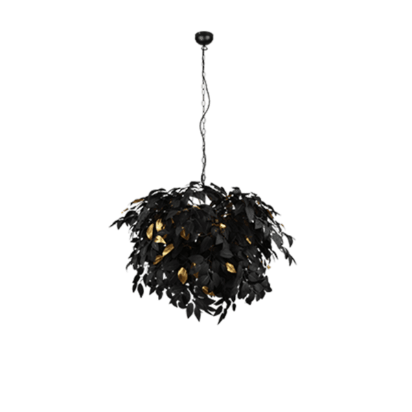 Lámpara Colgante LEAVY con Hojas Negras y Doradas - Elegancia y Ahorro Energético - Color: Estera negra