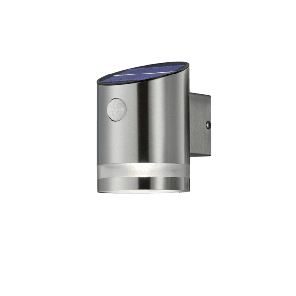 Lámpara LED Solar SALTA en Níquel Mate - Ecológica y con Sensor de Movimiento IP44 - Color: Níquel mate - Material: Acero inoxidable - Tipo de Luz: LED - Lúmenes: 165.0 - Temperatura: 3000K