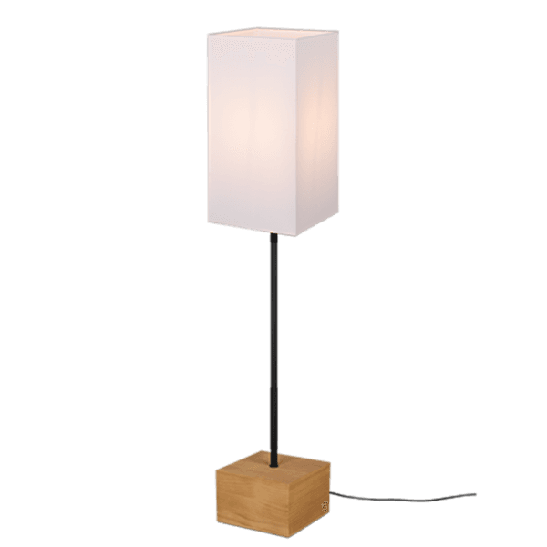 Lámpara de Pie WOODY de Madera y Tela - Diseño Minimalista y Luz Suave - Color: acabado natural - Material: Madera natural