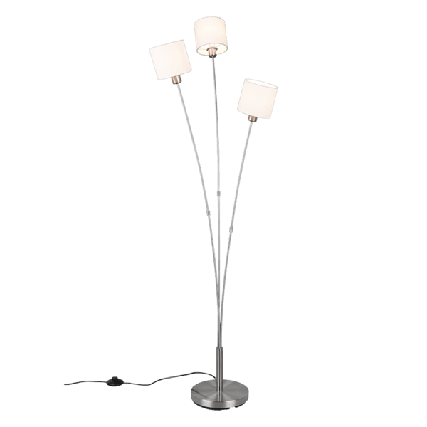 Lámpara de pie TOMMY en níquel mate y blanco - Estilo moderno y acogedor para tu hogar - Color: Níquel mate - Material: Metal