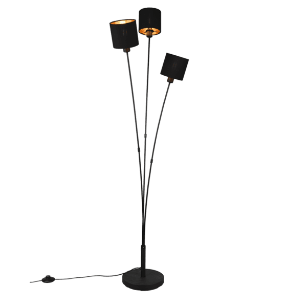 Lámpara de Pie TOMMY en Negro Mate/Dorado - Iluminación Eficiente - Color: Estera negra