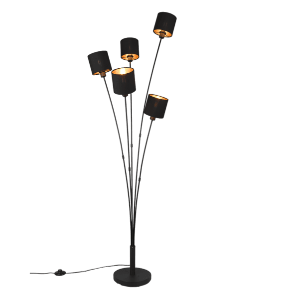 Lámpara de Pie TOMMY en Negro Mate/Dorado - Iluminación Eficiente y Estilo Moderno - Color: Estera negra - Material: Metal