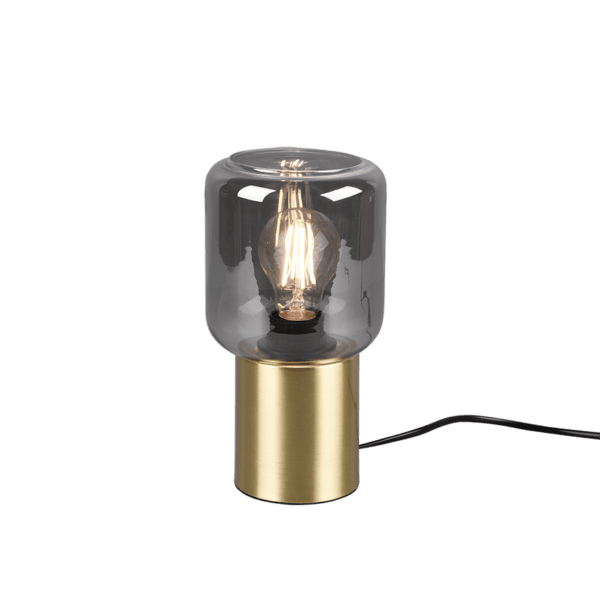 Lámpara de Sobremesa NICO - Diseño Minimalista en Latón Mate y Cristal Ahumado - Color: Bronce mate - Material: Metal