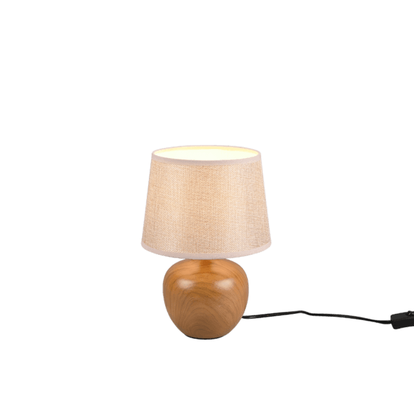 Lámpara de Mesa LUXOR Beige - Elegancia Moderna y Eficiencia Energética LED - Color: imitación de madera - Material: Cerámica