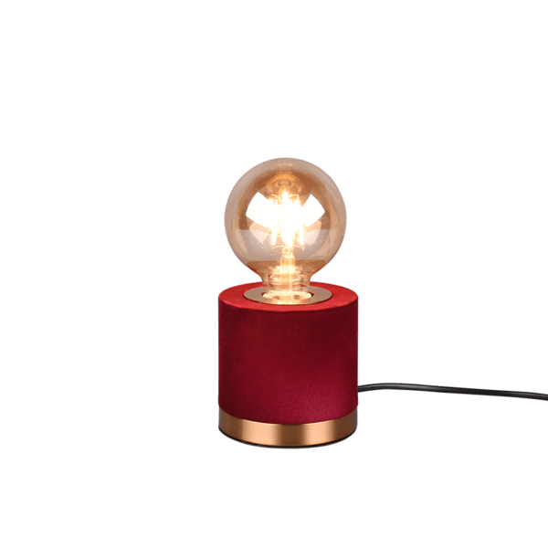 Lámpara JUDY Retro de Terciopelo Rojo y Metal con Interruptor de Cordón y LED - Color: Rojo - Material: Terciopelo
